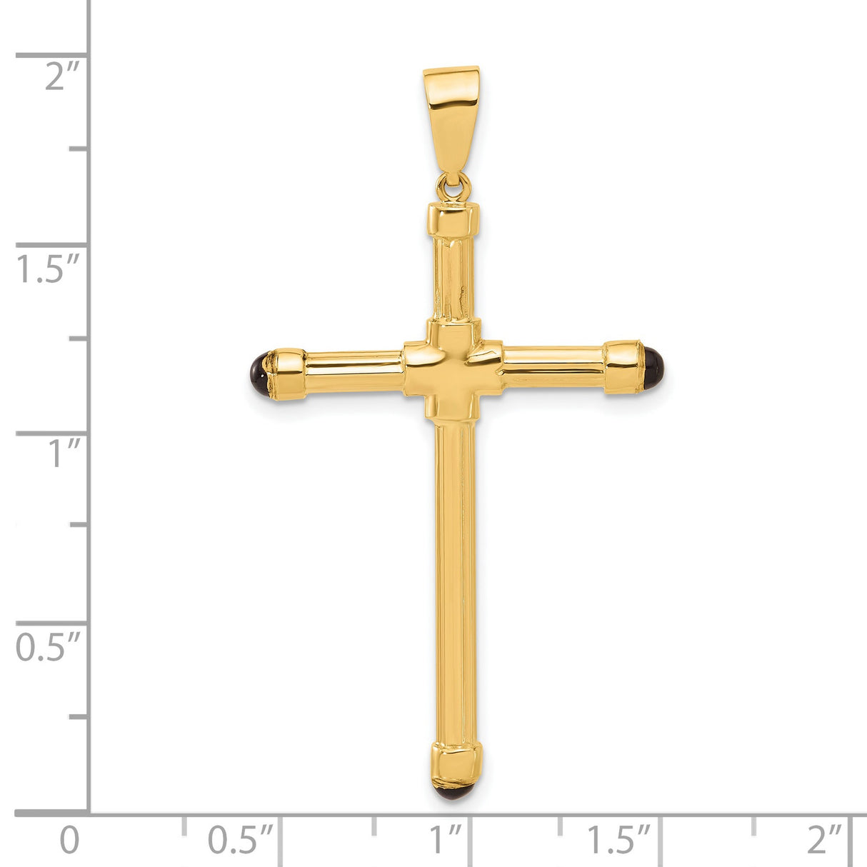 14k Yellow Gold Cross Pendant with Black Onyx Inlay, Sleek Modern Design for Men and Women