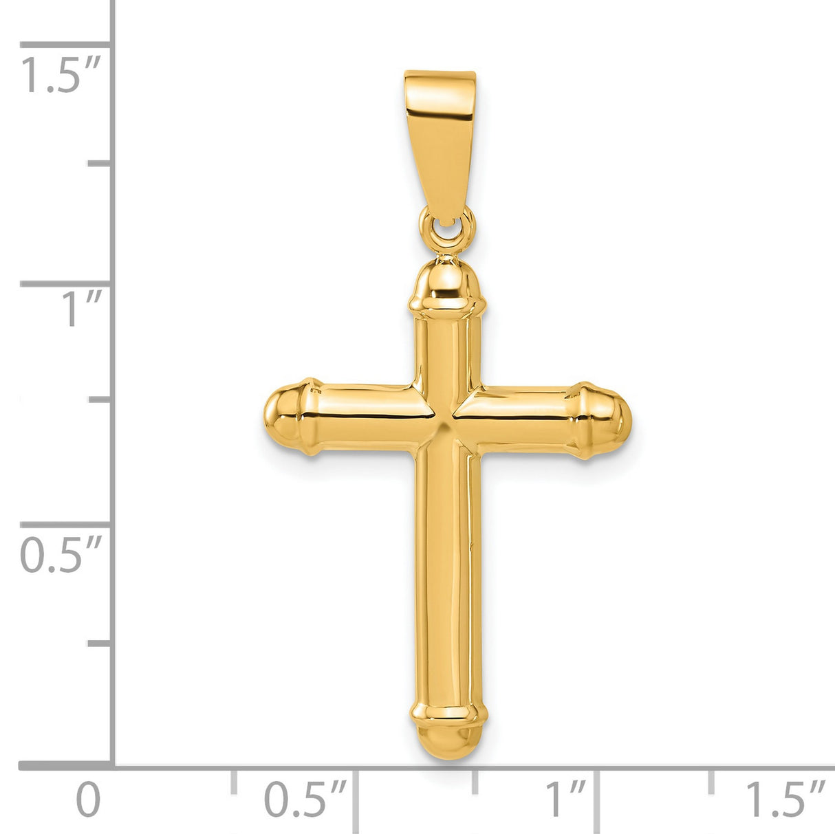 14k Yellow Gold Cross Pendant with Mirror Finish and Beveled Edge Design