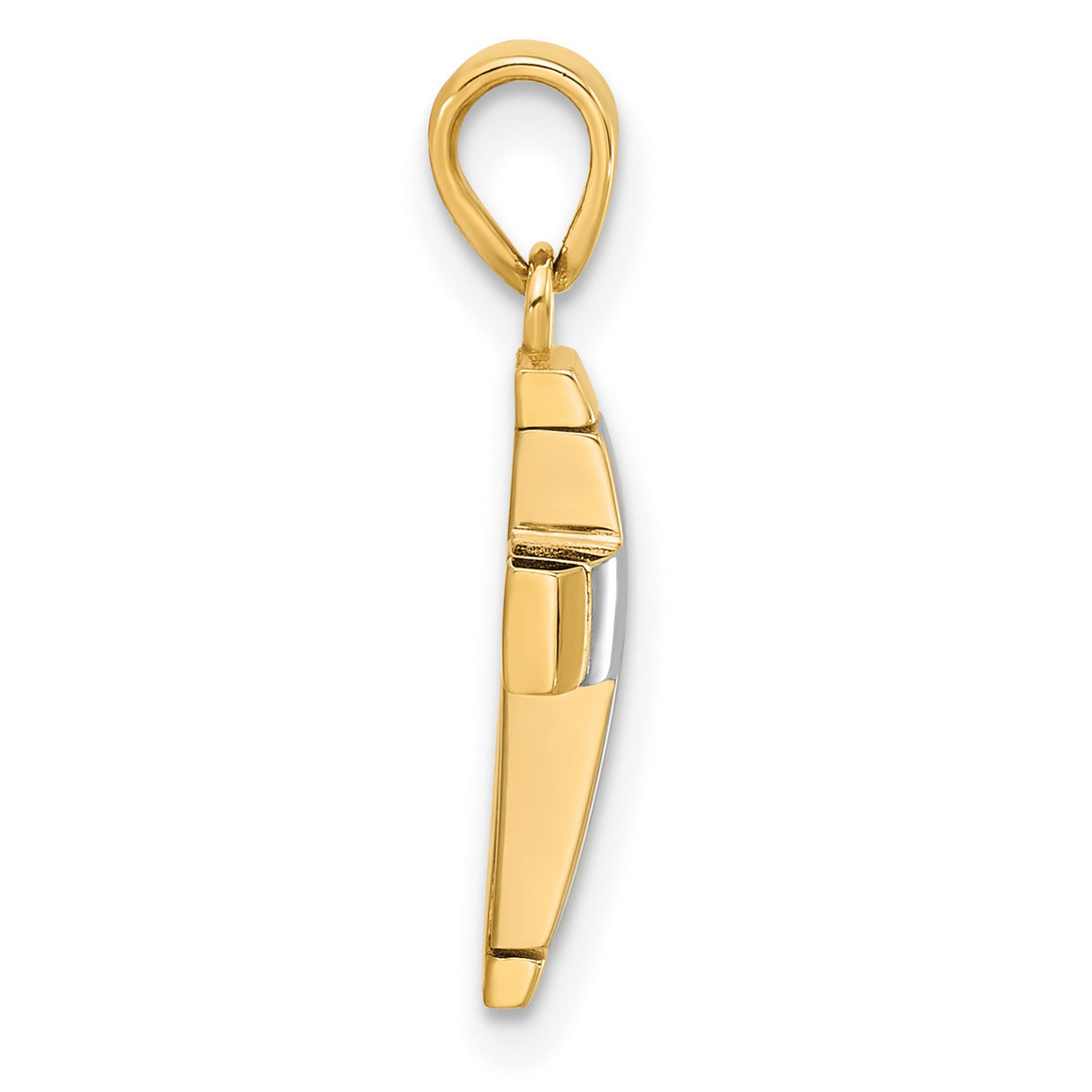 14k Two-Tone Gold Cross Pendant, Polished Minimalist Christian Charm for Men and Women