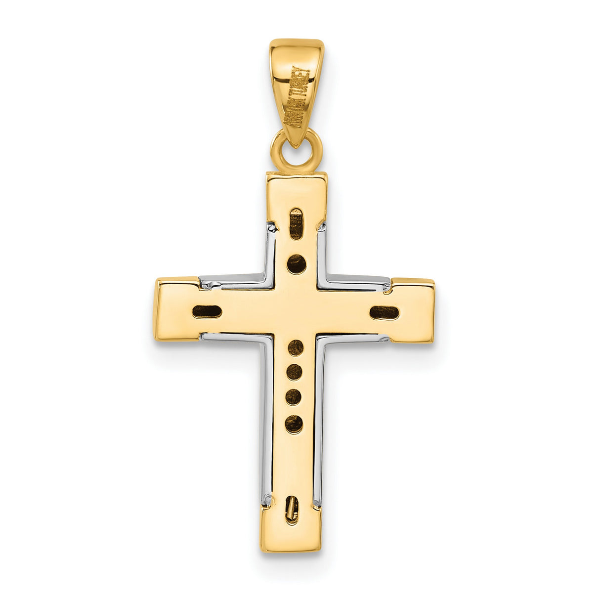 14k Two-Tone Gold Cross Pendant, Modern Christian Symbol with Smooth Finish