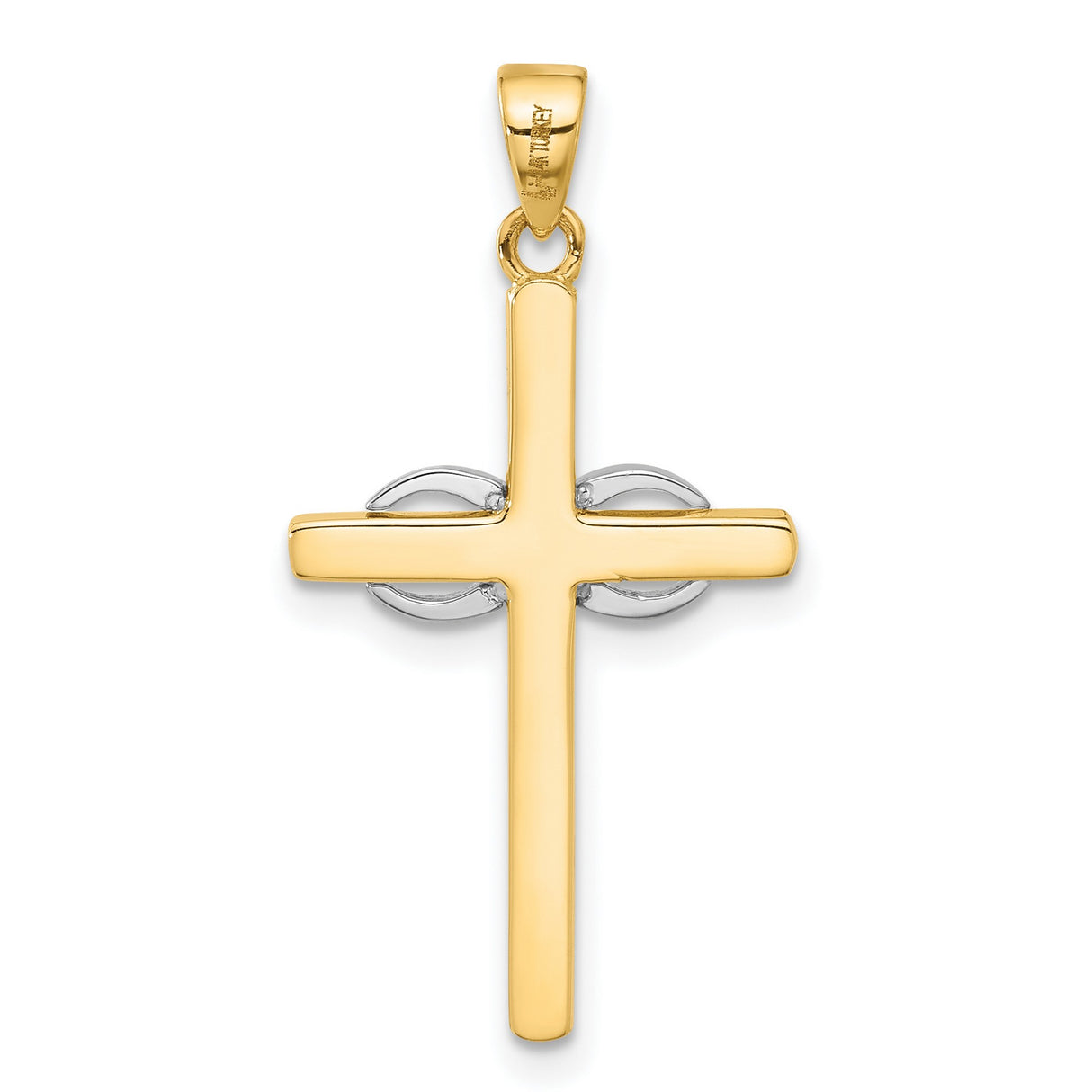 14k Two-Tone Gold Infinity Cross Pendant with Polished Faith Symbol Design
