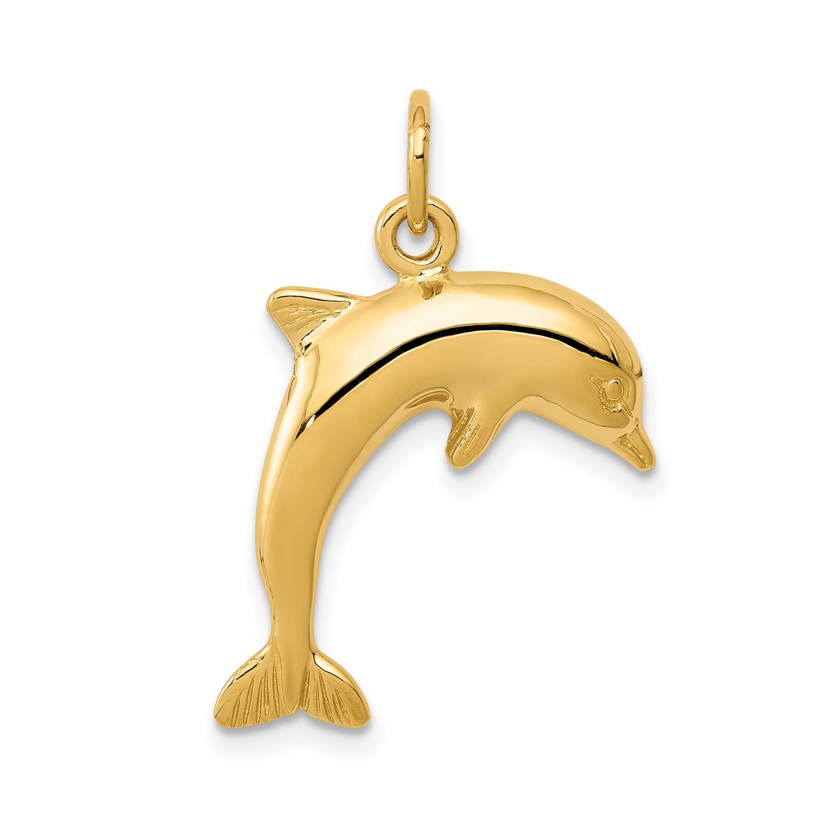 14k Yellow Gold Dolphin Pendant, Nautical Marine Life Charm, Unisex Beach Jewelry