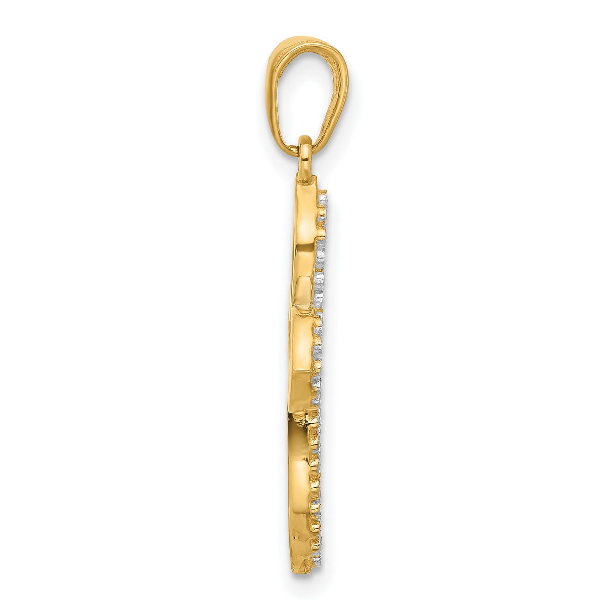 14k Multi-Tone Gold Cross Pendant with Diamond Cut Faceted Finish, Religious Charm