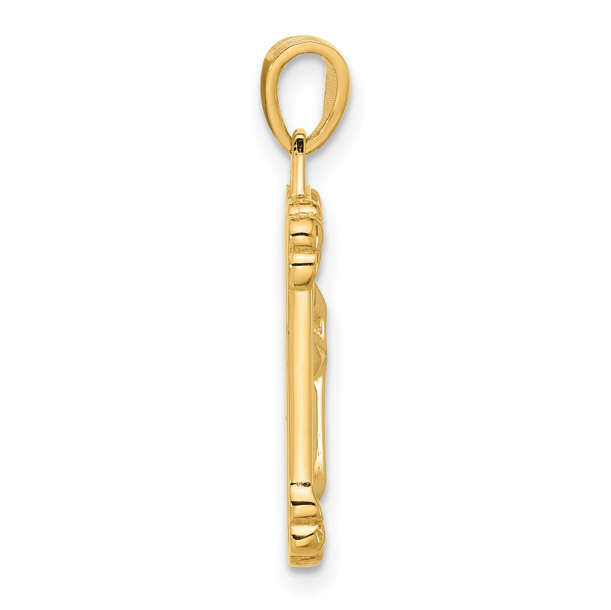 14k Yellow Gold Dog Tag Cross Pendant with Polished Textured Design