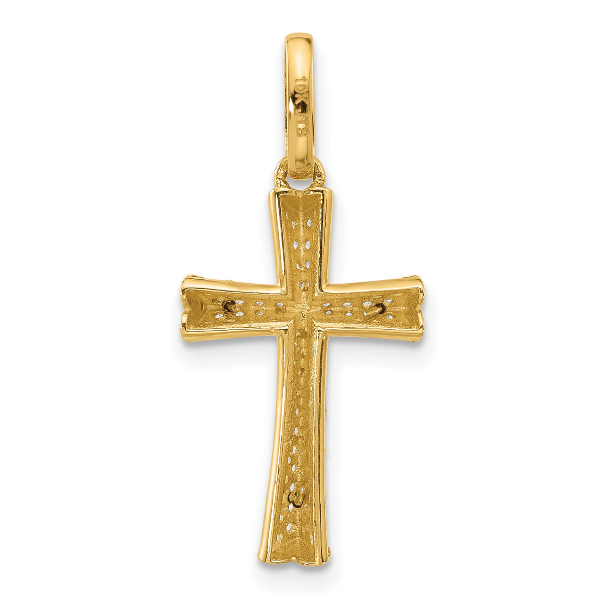 14k Multi-Tone Gold Crucifix Pendant with Cubic Zirconia, Religious Jesus Cross Charm