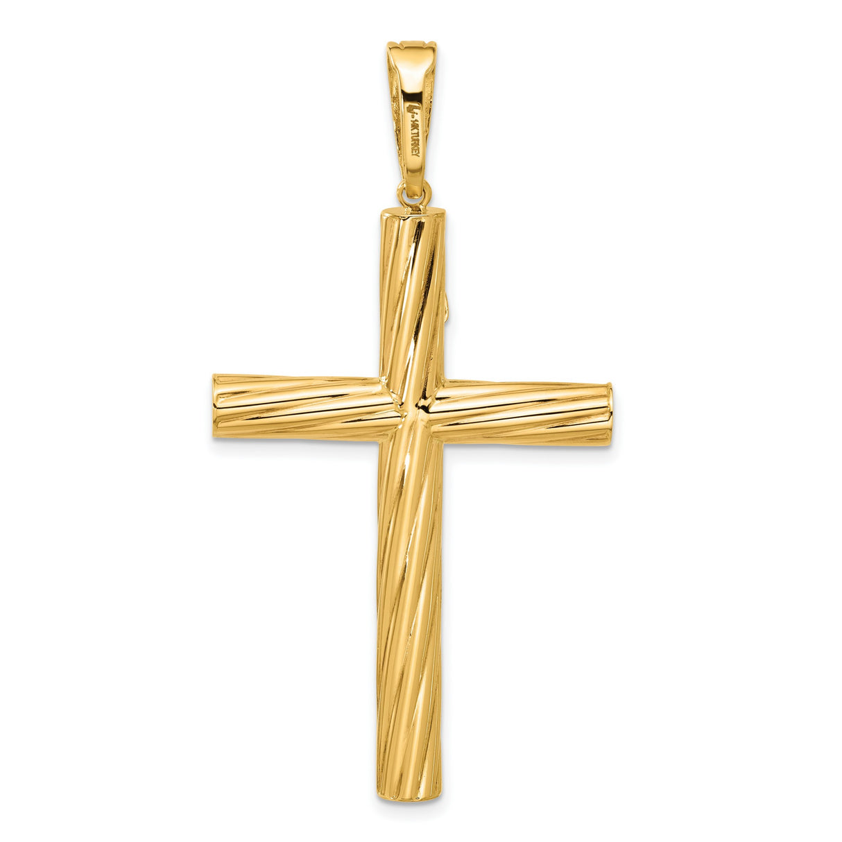 14k Yellow Gold Crucifix Pendant with Polished and Textured Detailing Religious Jewelry