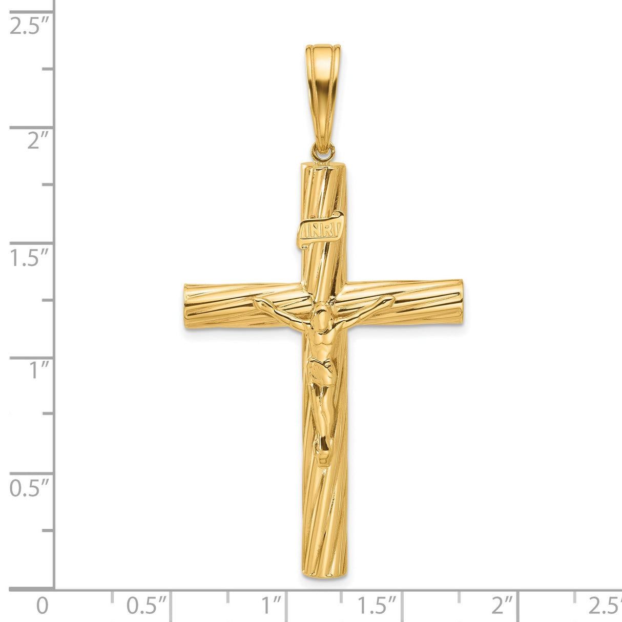 14k Yellow Gold Crucifix Pendant with Polished and Textured Detailing Religious Jewelry