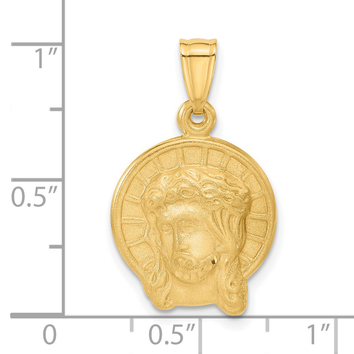 14k Yellow Gold Jesus Christ Head Pendant with Detailed Halo Design