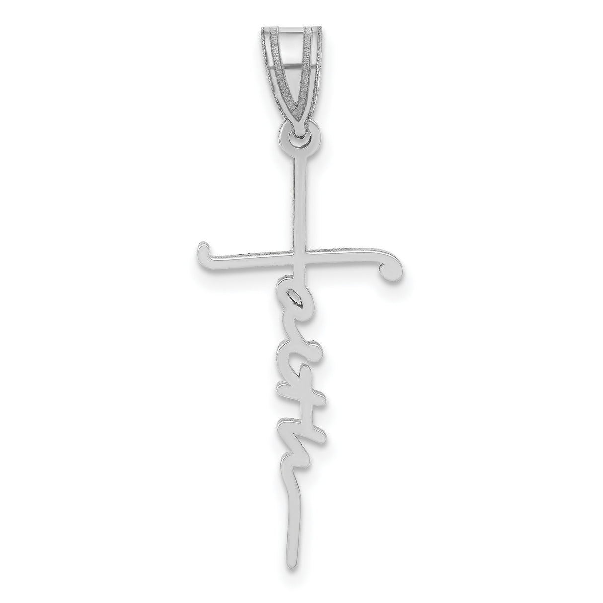 14k White Gold Cross Pendant, Sleek Minimalist Religious Charm for Men and Women