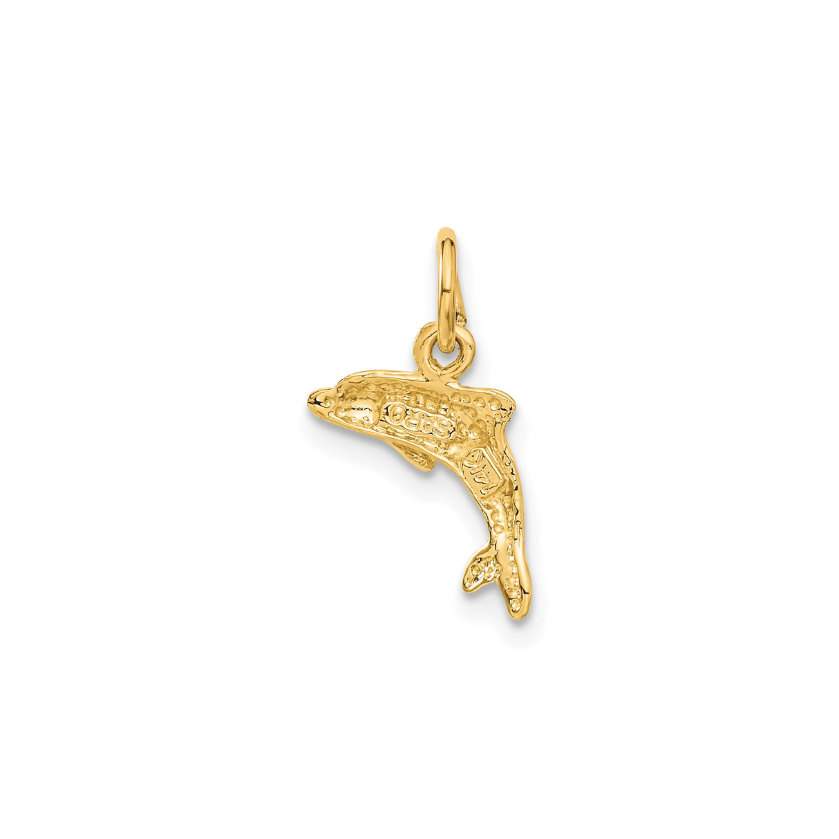 14k Yellow Gold Dolphin Pendant Charm, Polished Nautical Marine Animal Design
