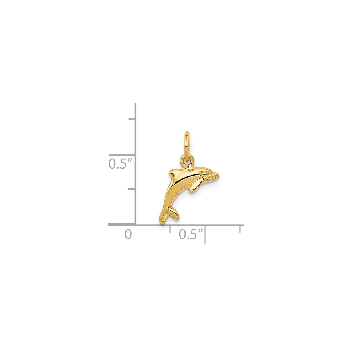 14k Yellow Gold Dolphin Pendant Charm, Polished Nautical Marine Animal Design