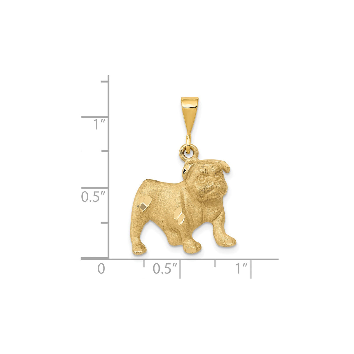14k Yellow Gold Bulldog Pendant, Textured Dog Charm Symbolizing Loyalty and Protection