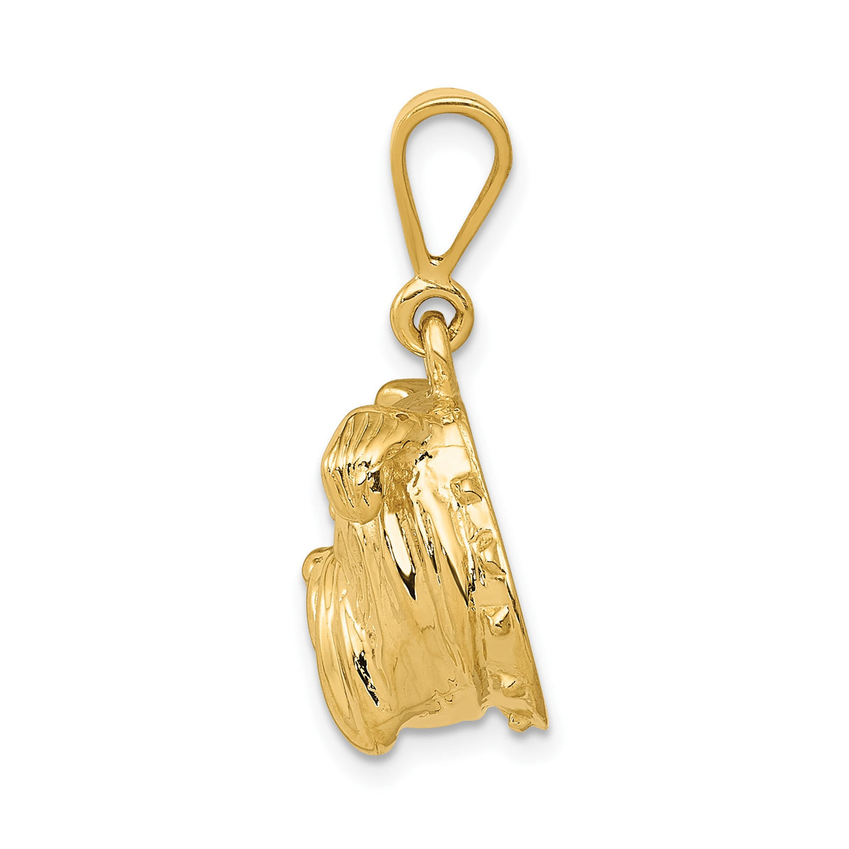 14k Yellow Gold Bulldog Head Pendant, Three Dimensional Dog Charm, Symbol of Loyalty and Protection