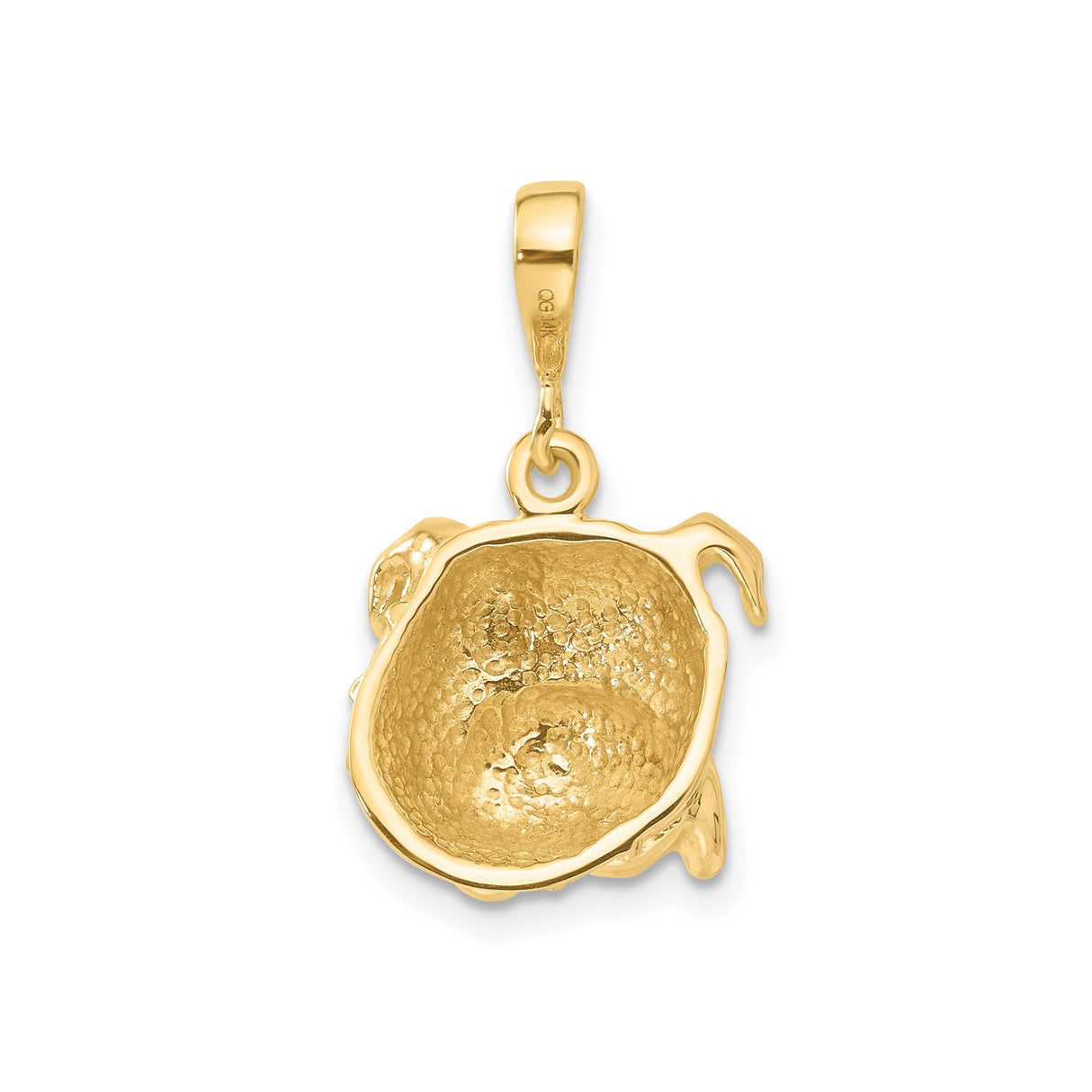 14k Yellow Gold Bulldog Head Pendant, Three Dimensional Dog Charm, Symbol of Loyalty and Protection