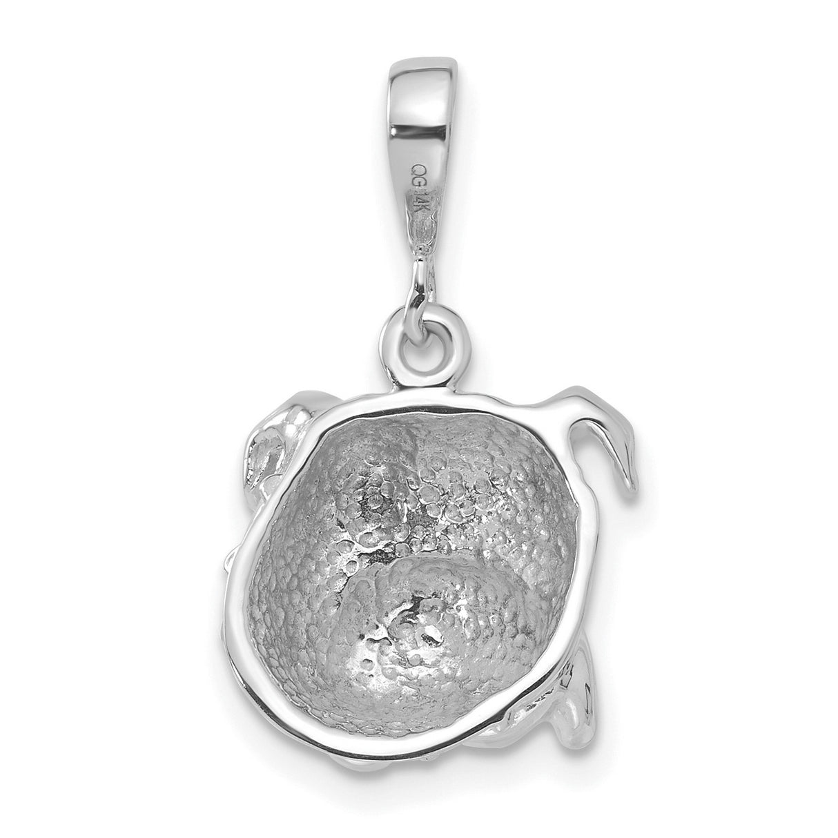 14k White Gold Bulldog Pendant, Detailed Dog Head Charm Symbolizing Loyalty and Strength