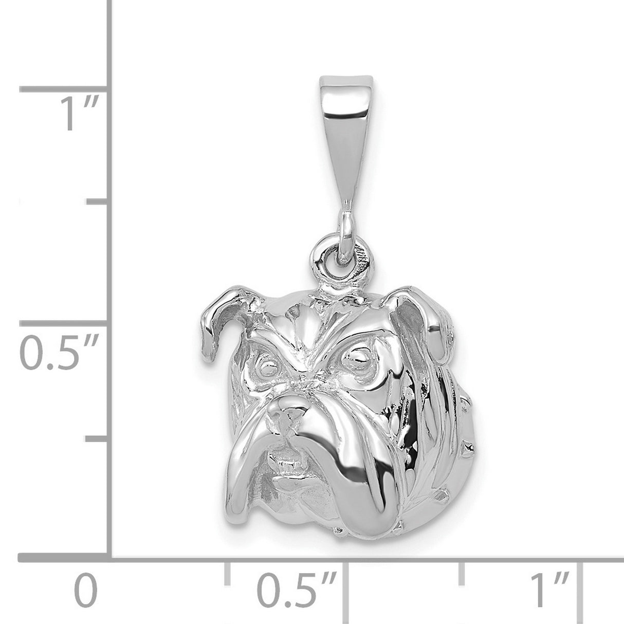 14k White Gold Bulldog Pendant, Detailed Dog Head Charm Symbolizing Loyalty and Strength