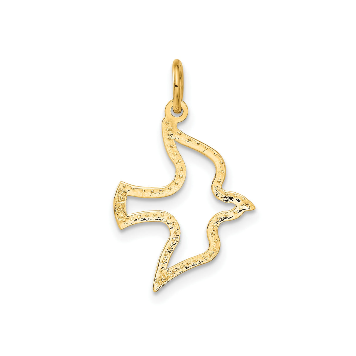 14k Yellow Gold Dove Pendant with Open Stylized Design Symbolizing Peace and Faith