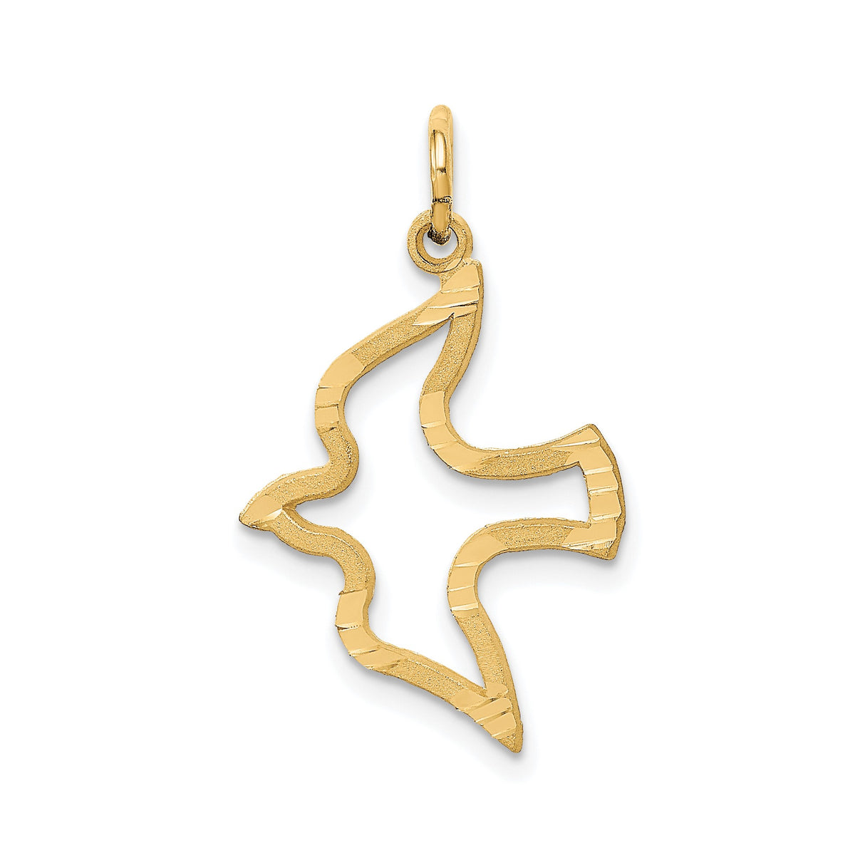 14k Yellow Gold Dove Pendant with Open Stylized Design Symbolizing Peace and Faith