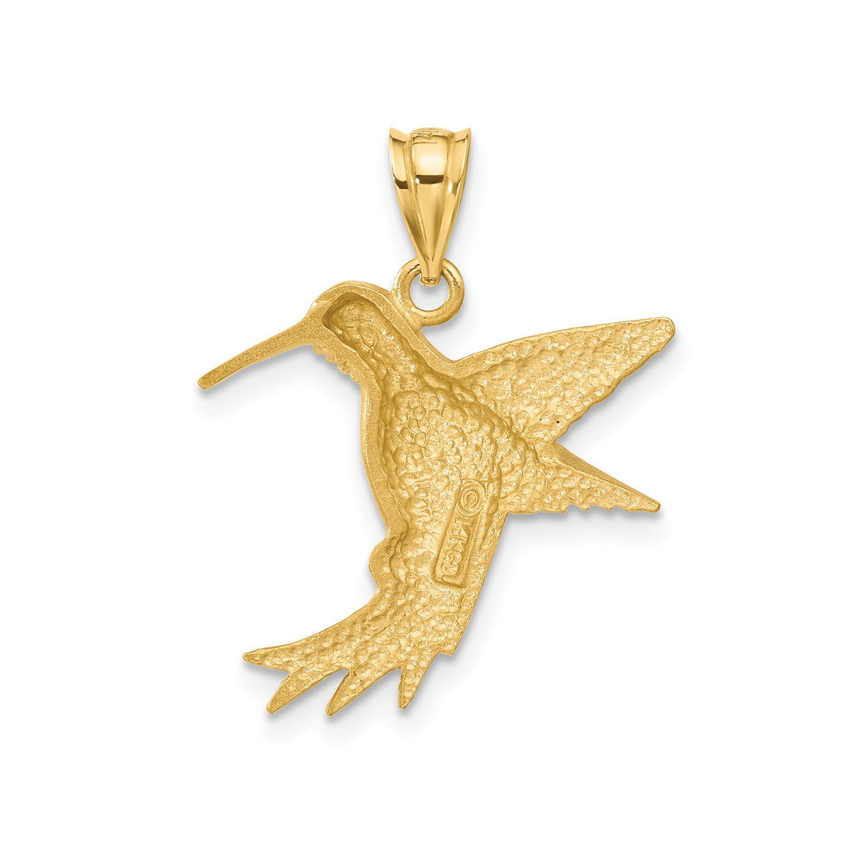 14k Yellow Gold Hummingbird Pendant with Detailed Wing Design for Women
