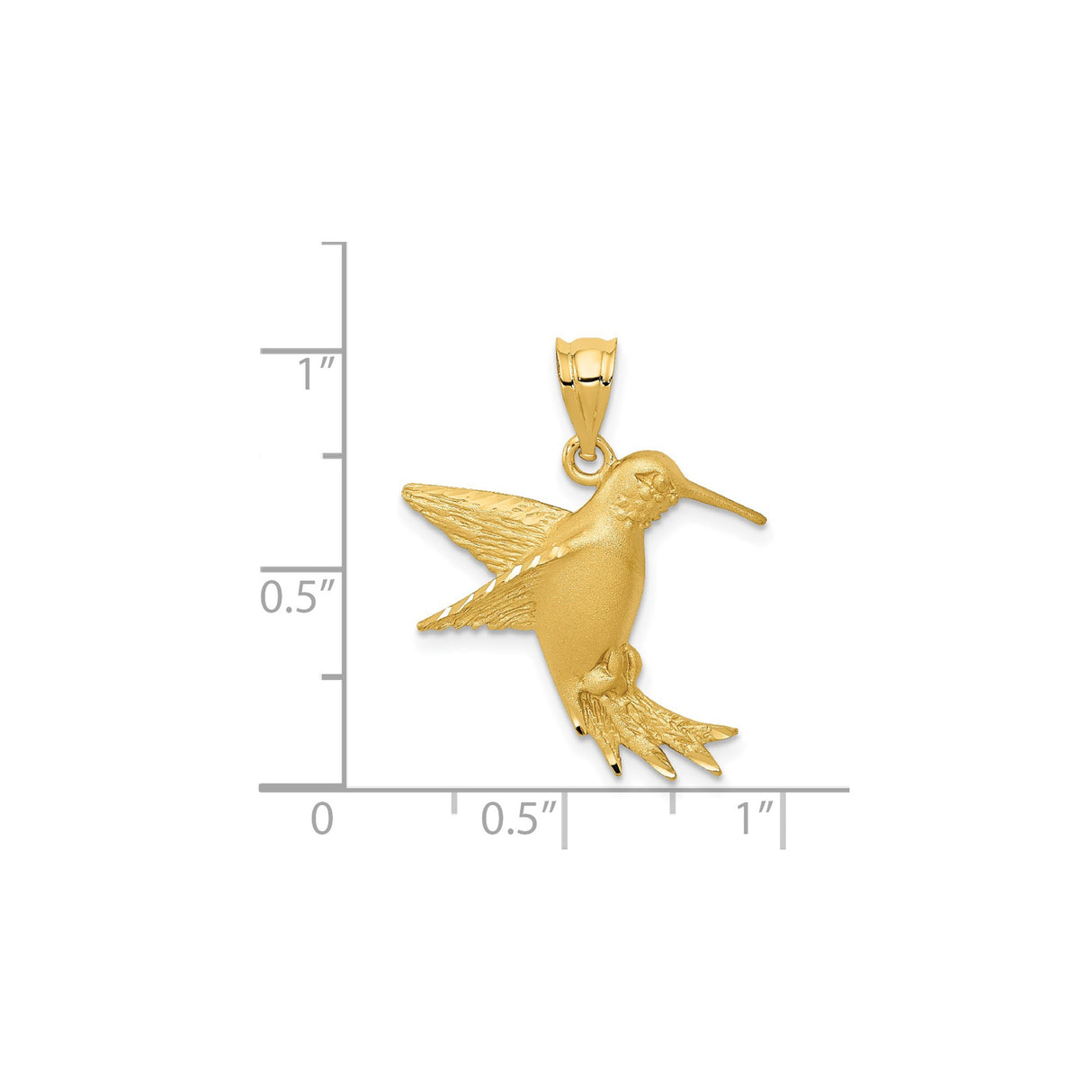 14k Yellow Gold Hummingbird Pendant with Detailed Wing Design for Women