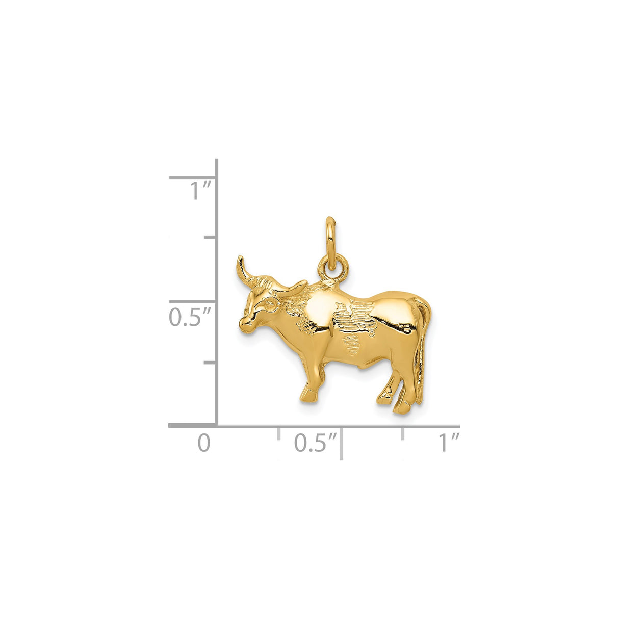 14k Yellow Gold Bull Pendant, Detailed Ox Design, Taurus Zodiac Charm for Women or Unisex