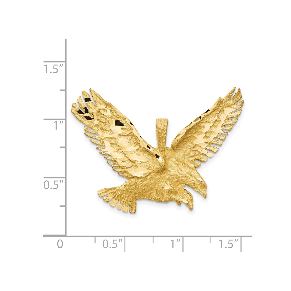 14k Yellow Gold Eagle Pendant with Outstretched Wings, High-Polish Wildlife Design for Men