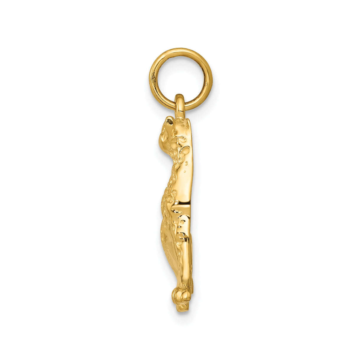 14k Yellow Gold Cheetah Pendant, Textured Jungle Animal Charm, Safari Wildlife Design