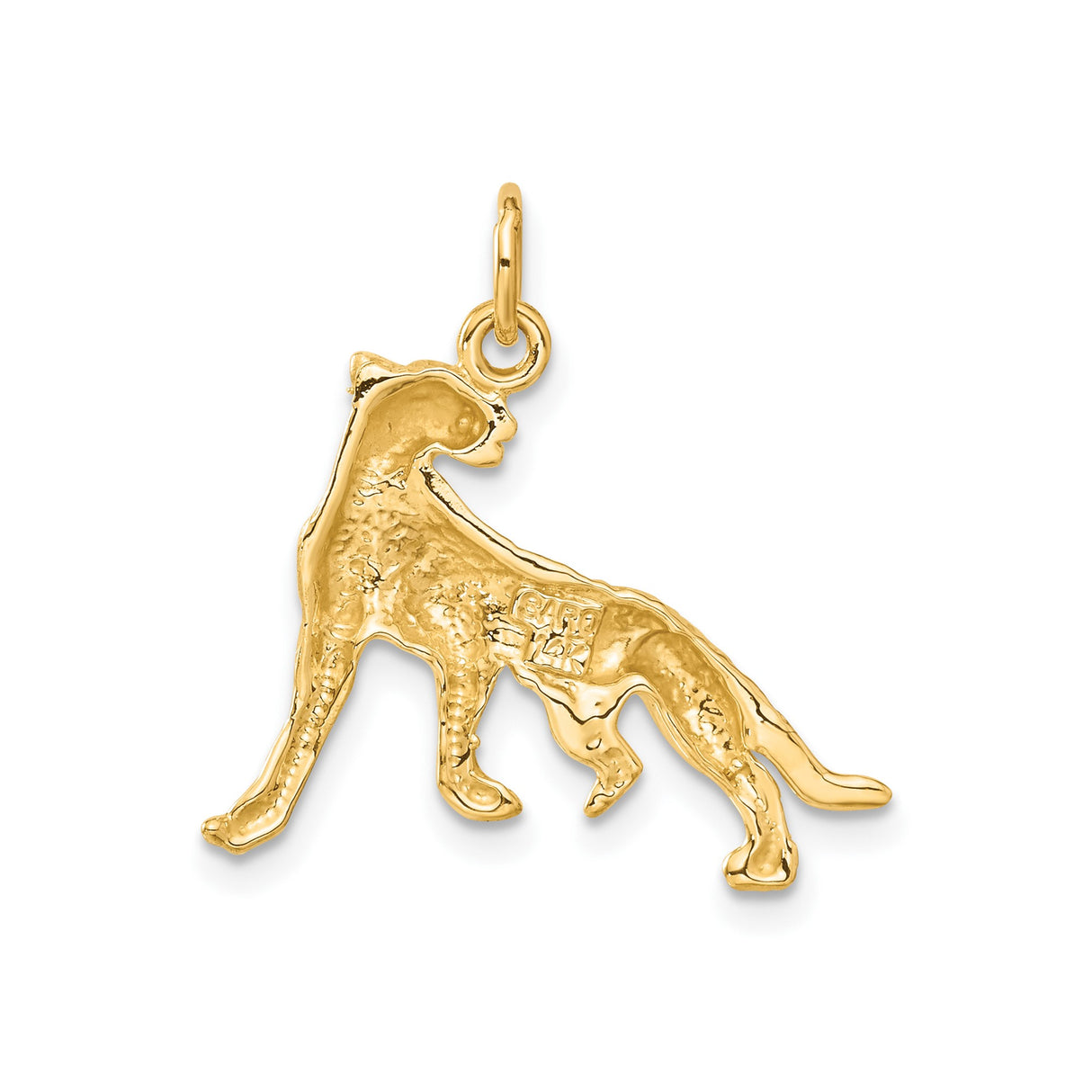14k Yellow Gold Cheetah Pendant, Textured Jungle Animal Charm, Safari Wildlife Design