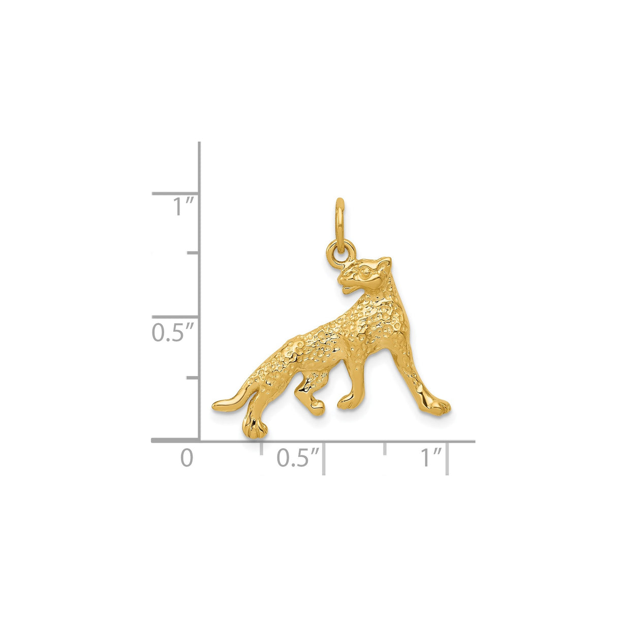 14k Yellow Gold Cheetah Pendant, Textured Jungle Animal Charm, Safari Wildlife Design