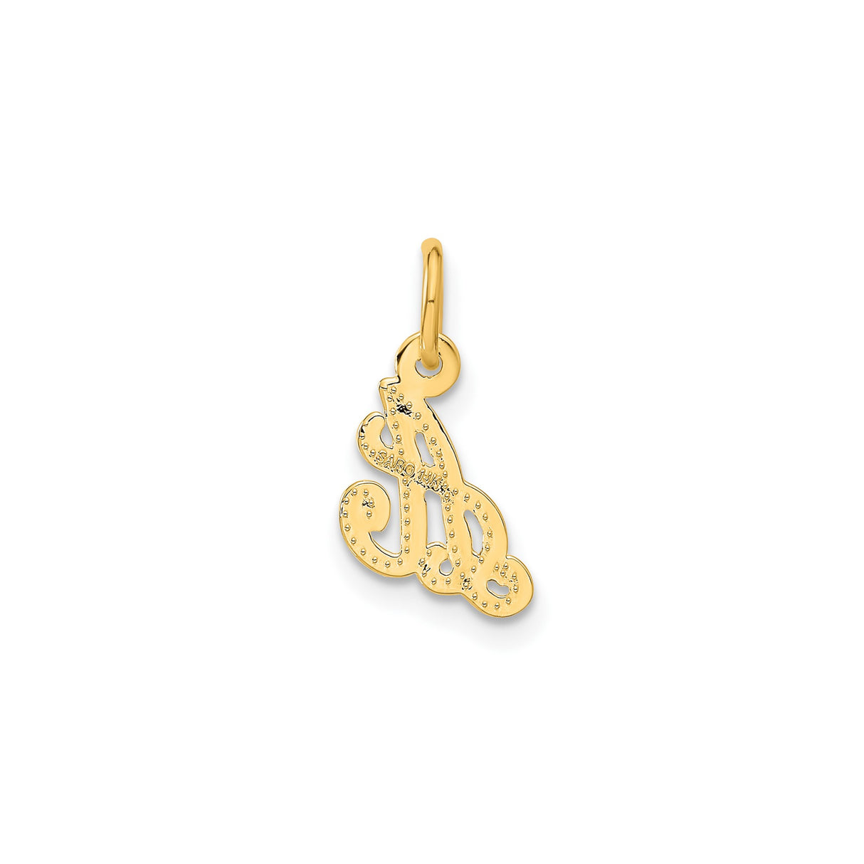 14k Yellow Gold Script Initial A Pendant, Textured Cursive Letter Charm for Women