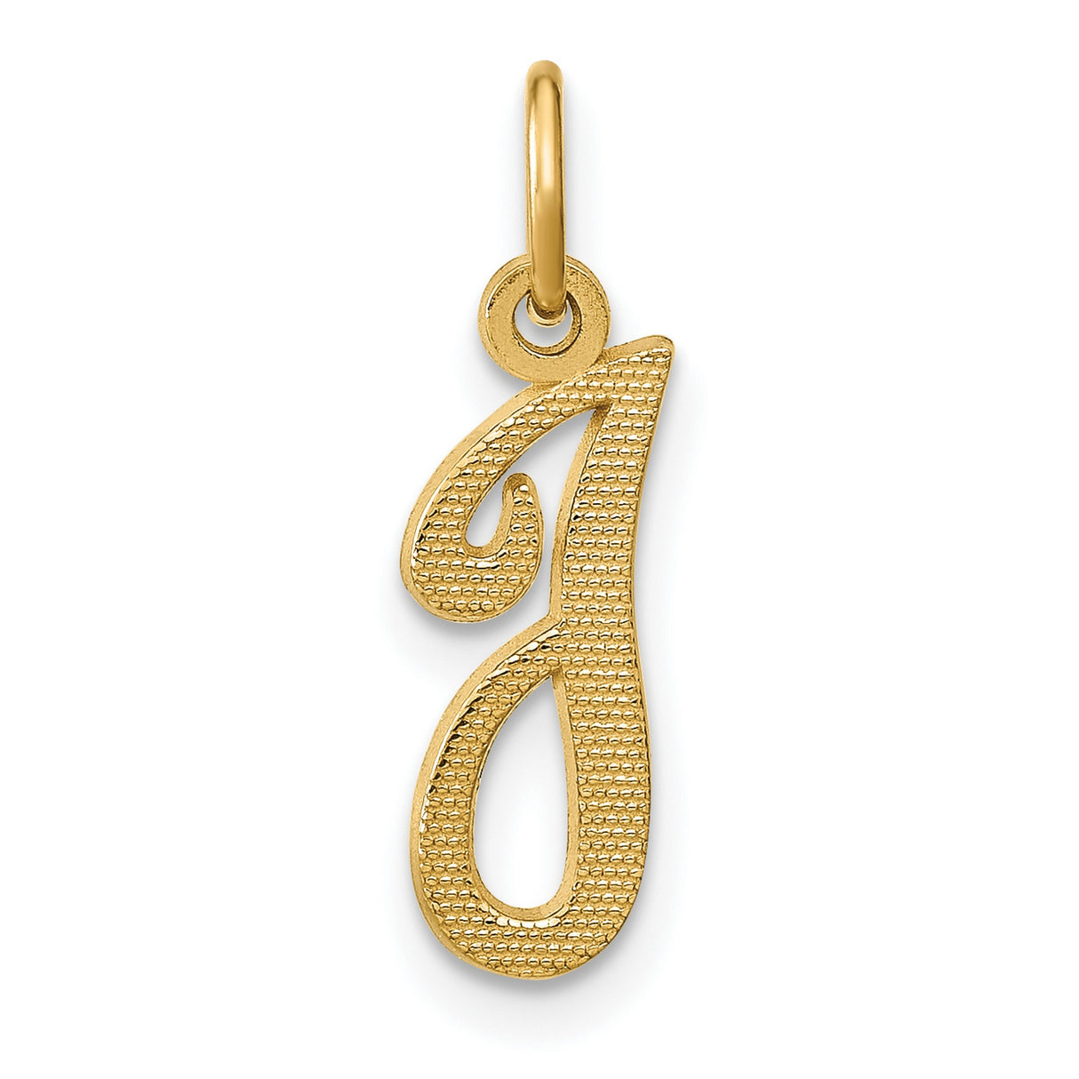 14k Yellow Gold Initial J Pendant Charm, Script Letter Design for Necklace or Bracelet