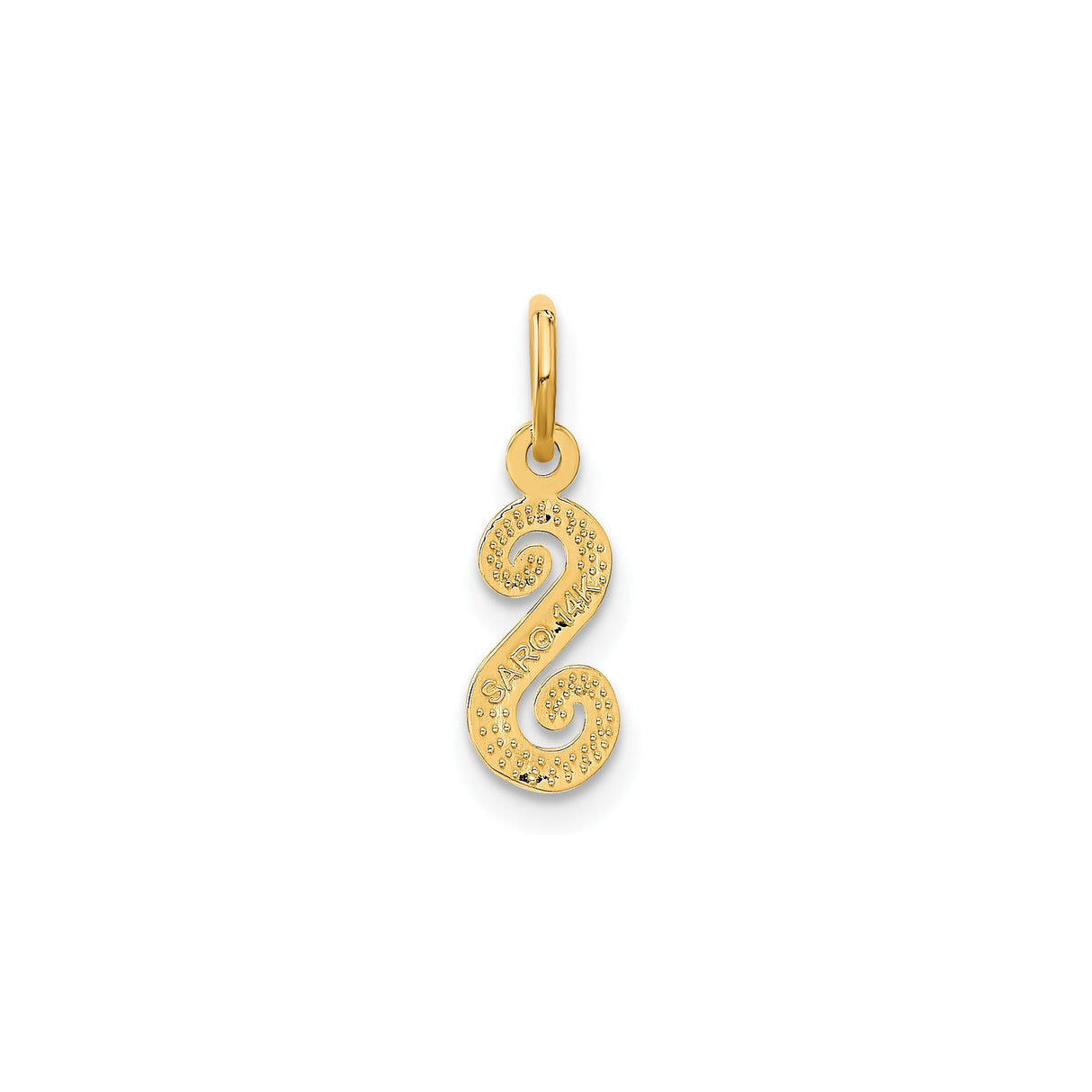 14k Yellow Gold Initial S Pendant with Textured Granulated and Polished Finish