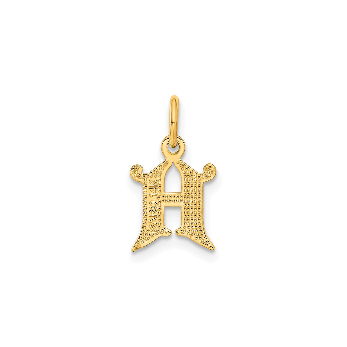 14k Yellow Gold Gothic Letter H Pendant Charm, Script Initial Monogram Jewelry for Women or Unisex