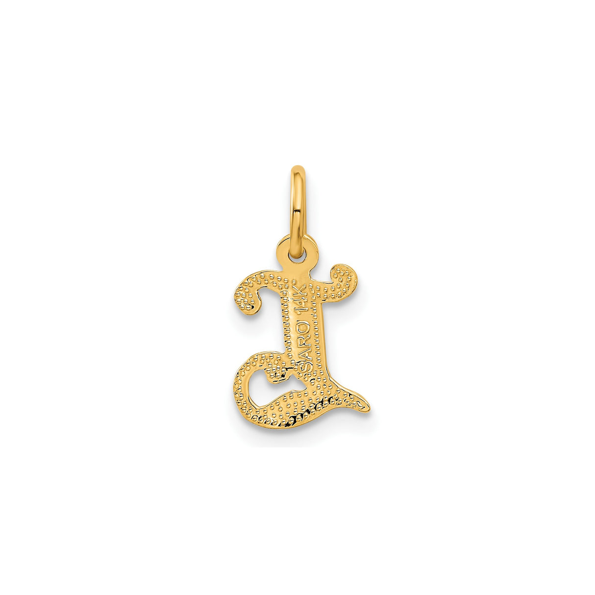 14k Yellow Gold Letter L Pendant, Gothic Monogram Initial Charm for Women or Unisex Wear