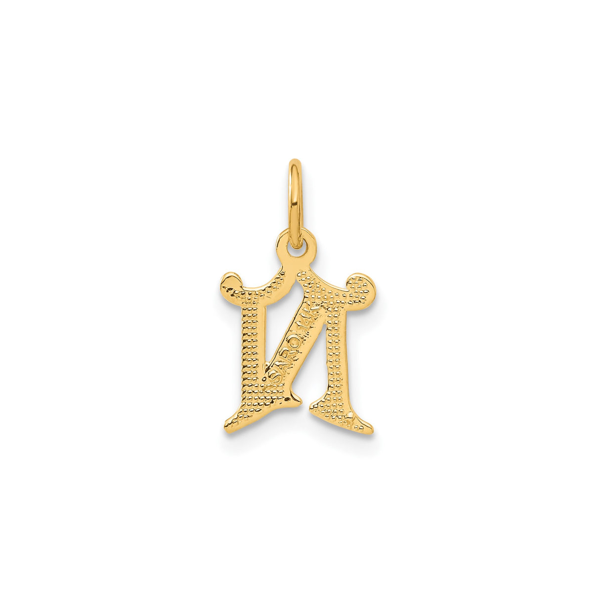 14k Yellow Gold Alphabet N Pendant, Old English Initial Charm for Women or Unisex Wear
