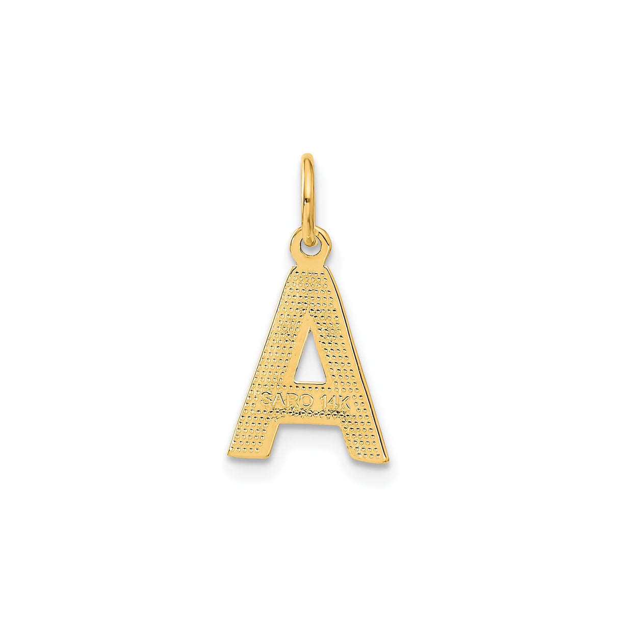 14k Yellow Gold Letter A Pendant Charm, Textured Alphabet with Diamond-Cut Detail