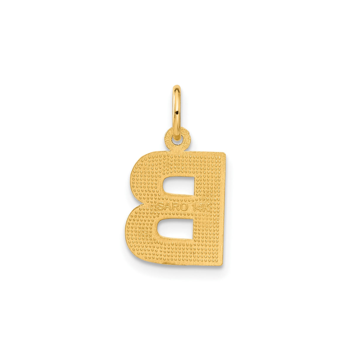 14k Yellow Gold Letter B Pendant with Diamond-Cut Accents, Textured Initial Charm