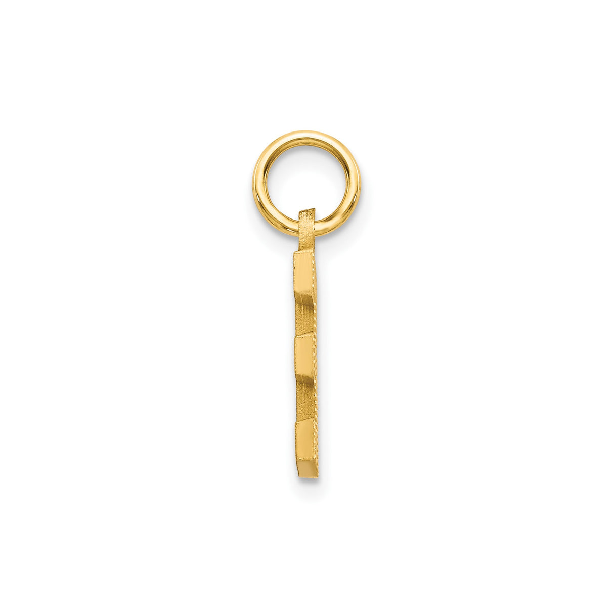 14k Yellow Gold Letter E Pendant, Textured Matte Finish with Diamond Cut Accents, Unisex Charm