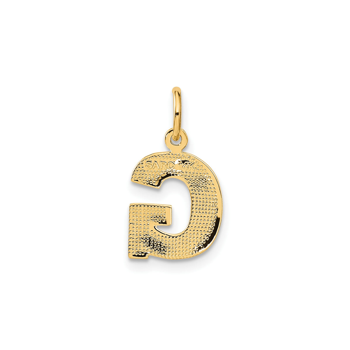 14k Yellow Gold Initial G Pendant Charm, Diamond-Cut Texture, Uppercase Letter Design