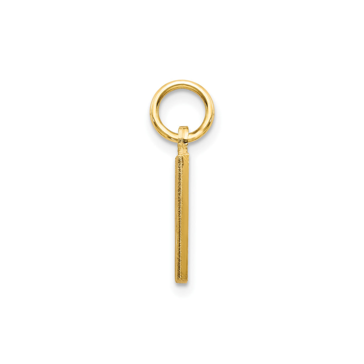 14k Yellow Gold Letter M Pendant with Brushed Finish and Diamond Cut Accents