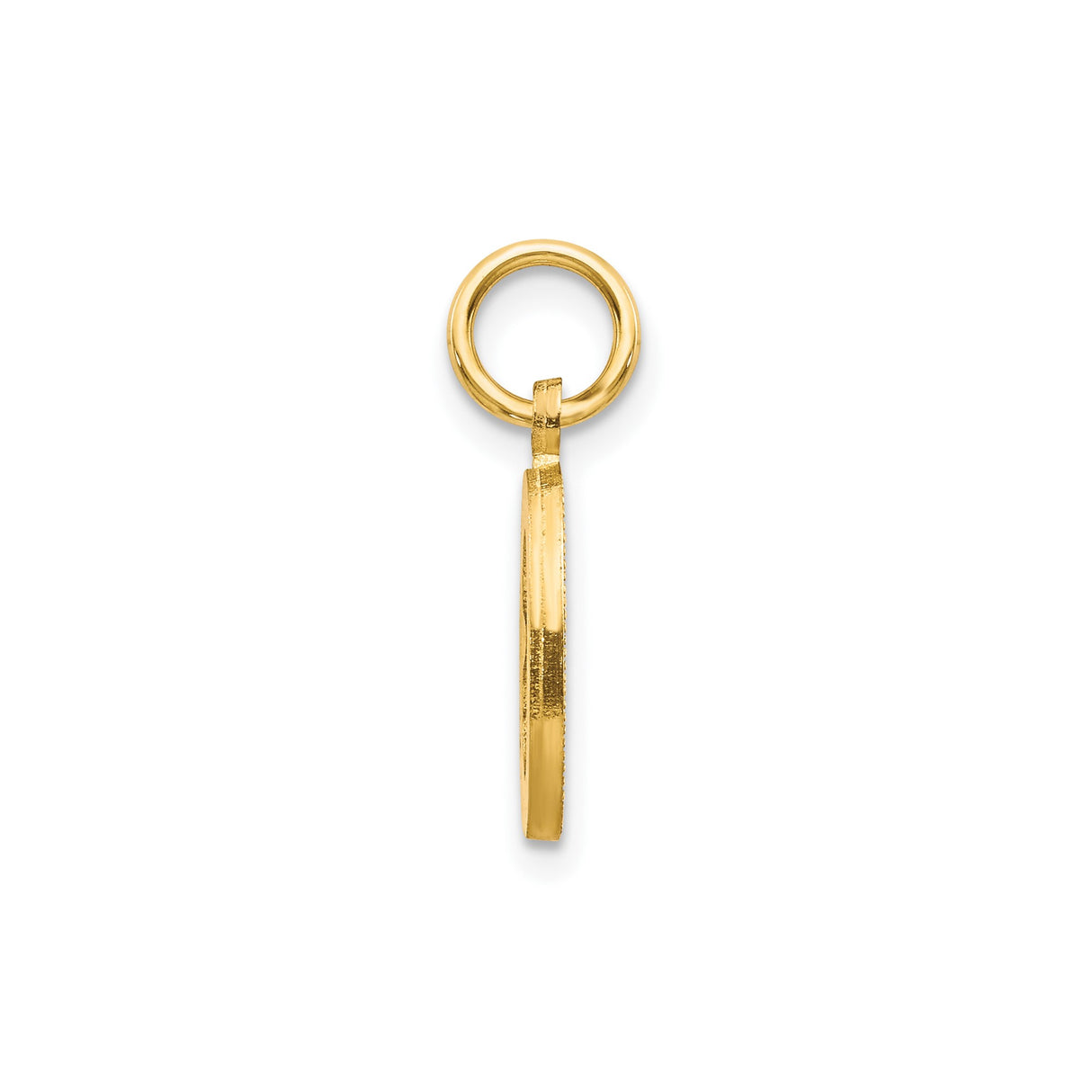 14k Yellow Gold Letter O Pendant, Diamond Cut Initial Charm, Alphabet Jewelry for Women or Unisex