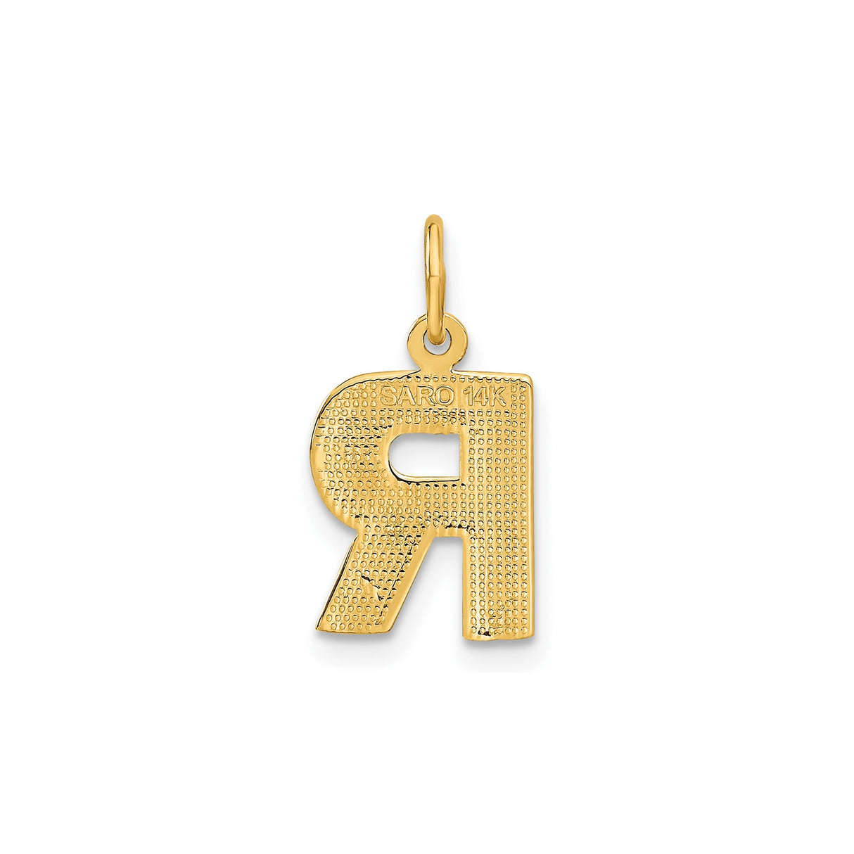 14k Yellow Gold Initial R Pendant with Diamond Cut Accents, Polished Alphabet Charm
