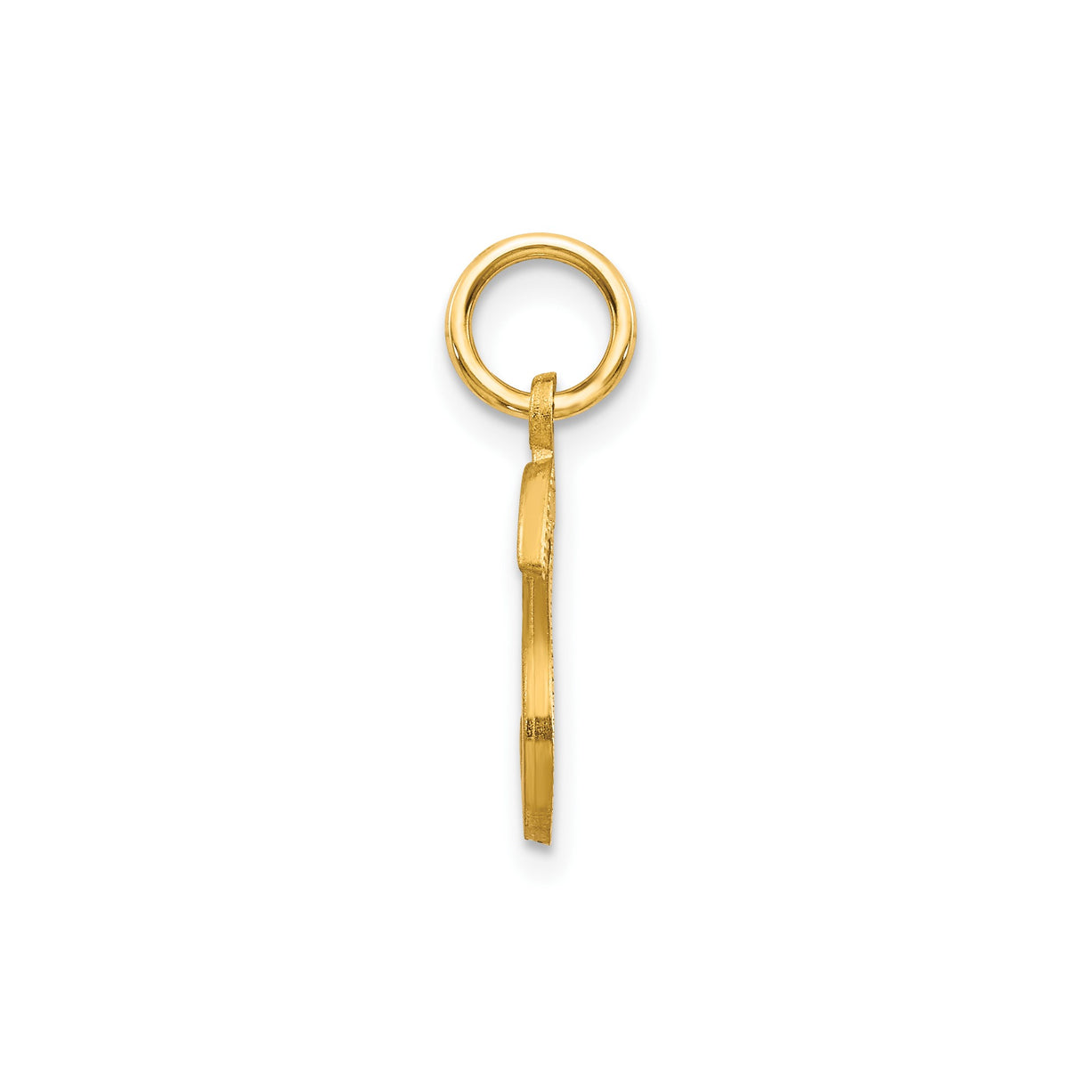 14k Yellow Gold Letter S Pendant, Textured Satin Finish, High Polish Monogram Charm