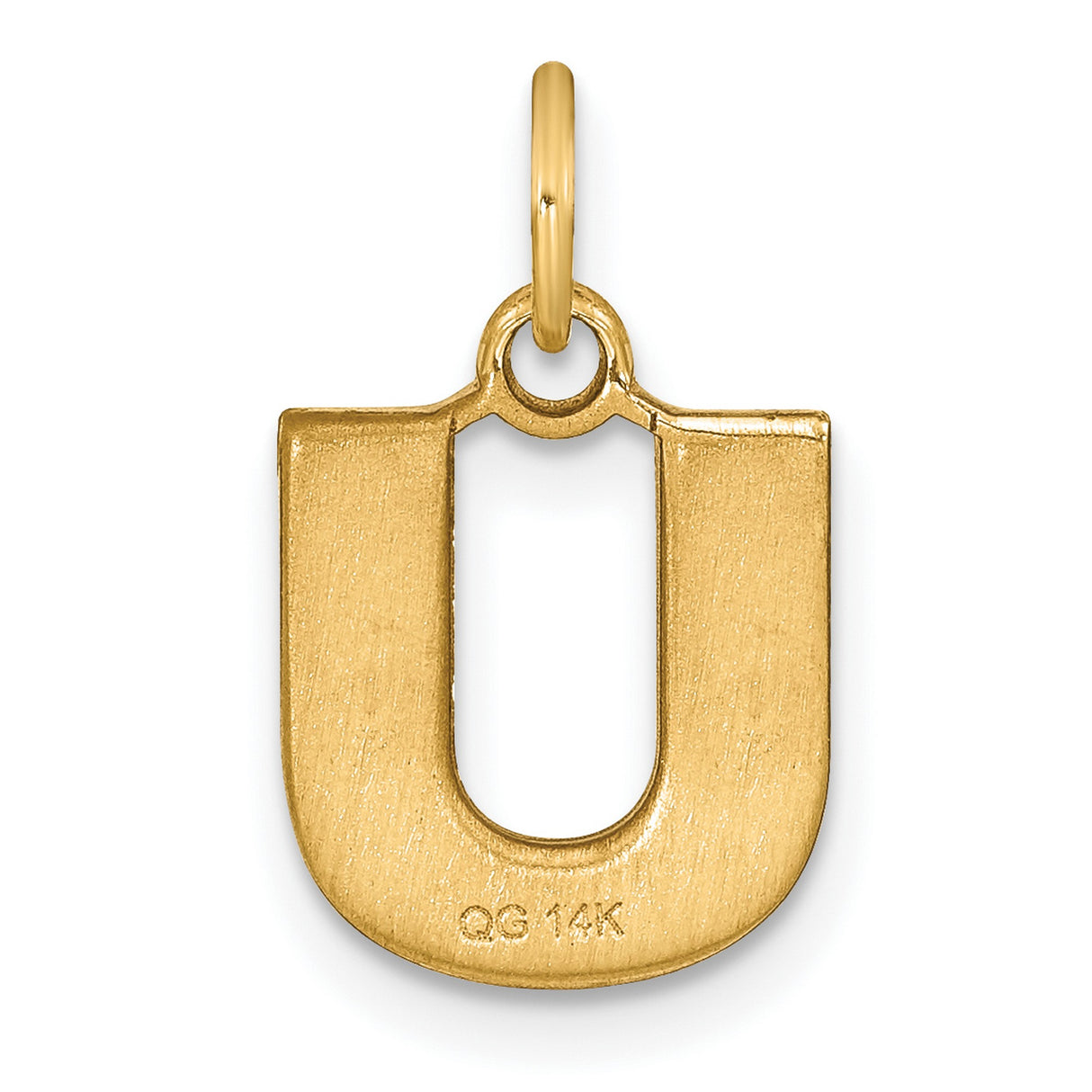 Initial U Charm Pendant in Real 14k Yellow Gold
