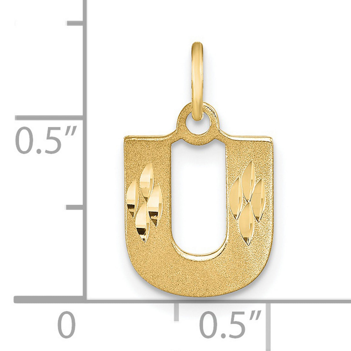 Initial U Charm Pendant in Real 14k Yellow Gold