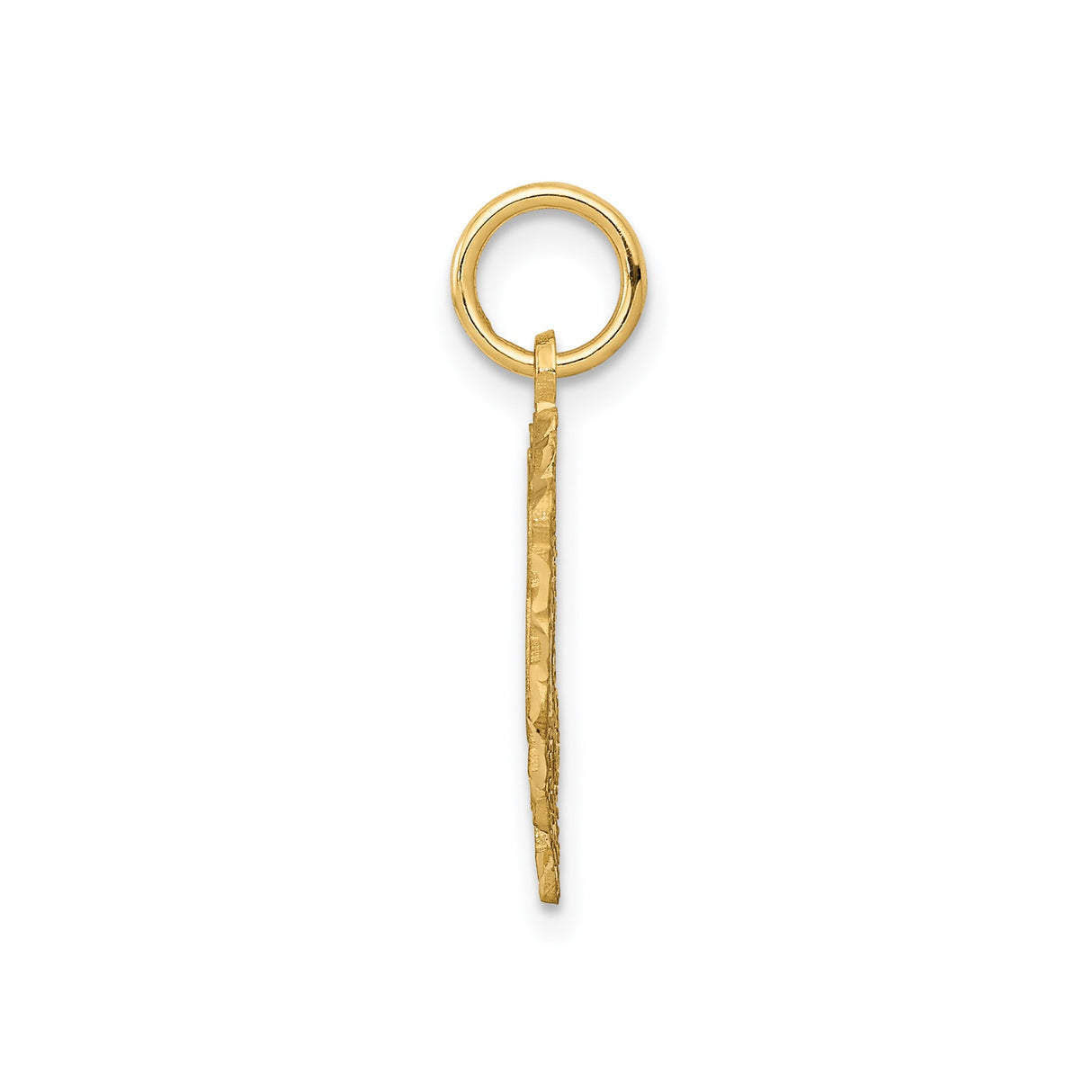 14k Yellow Gold Heart Pendant with Script Letter R, Scalloped Openwork Design