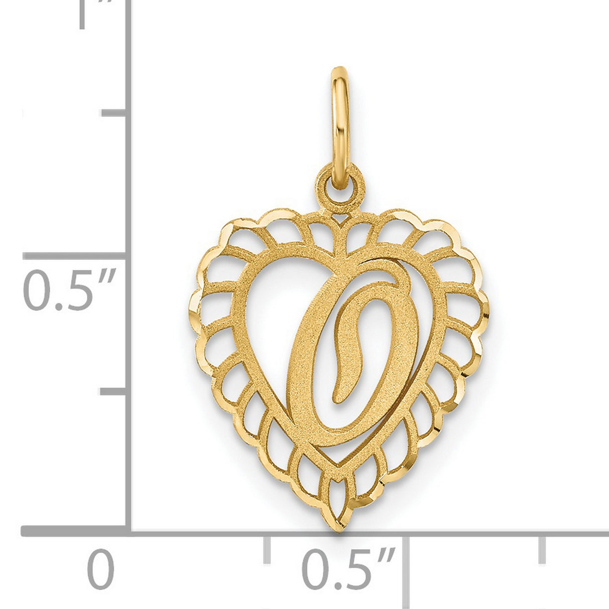 14k Yellow Gold Heart Pendant with Open Filigree Paisley Design