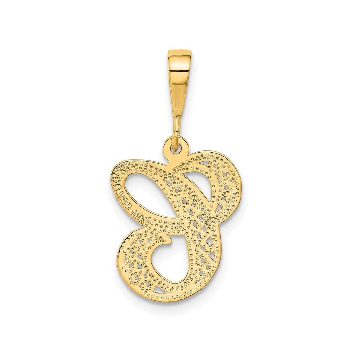 14k Yellow Gold Alphabet C Pendant, Filigree Initial Charm with Script Design for Women