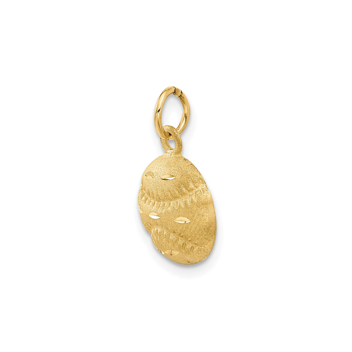 14k Yellow Gold Baseball Charm Pendant with Stitched Design, Unisex Sports Jewelry