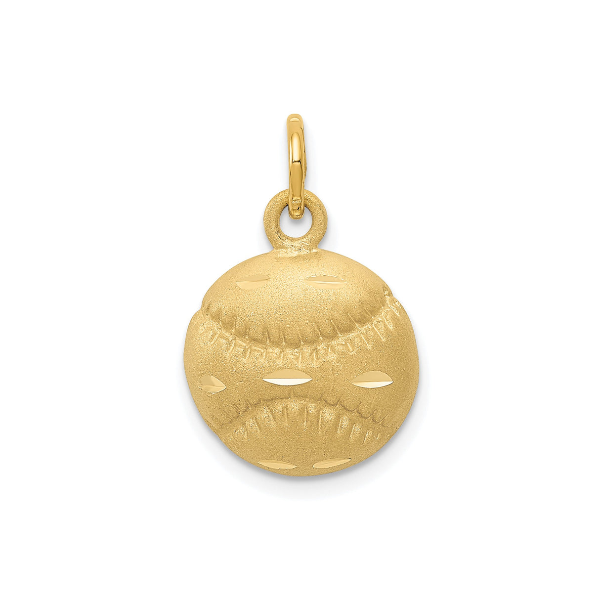 14k Yellow Gold Baseball Charm Pendant with Stitched Design, Unisex Sports Jewelry